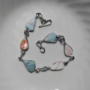 Silver Blue Pink Pastel Bracelet
